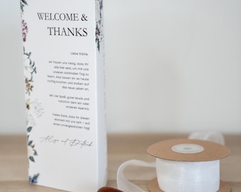 Floral boho triangle menu cards for €0.42 each | DIY wedding cards, birthday cards | Canvas triangle menu card, minimalist and elegant