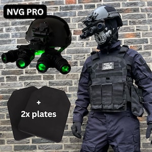 Keegan Full Set - Tactical Helmet with NVG - Shirt & Pants - Balaclava and Gloves - Knee Pads  | Cosplay Gear for Airsoft