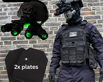 Keegan Full Set - Tactical Helmet with NVG - Shirt & Pants - Balaclava and Gloves - Knee Pads  | Cosplay Gear for Airsoft