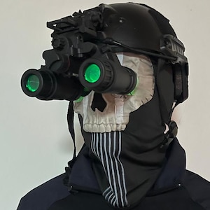 Ghost Nightwar Combo - Tactical Helmet with Luminous NVG (Night Vision Goggles) and Ghost Mask | Cosplay Gear for Airsoft & Combat