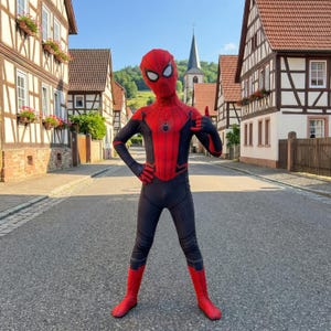 Kids Spider Suit Costume Superhero Bodysuit Halloween Outfit Boys Birthday Gift Zentai Jumpsuit Cosplay Red Black Suit Kids Costume