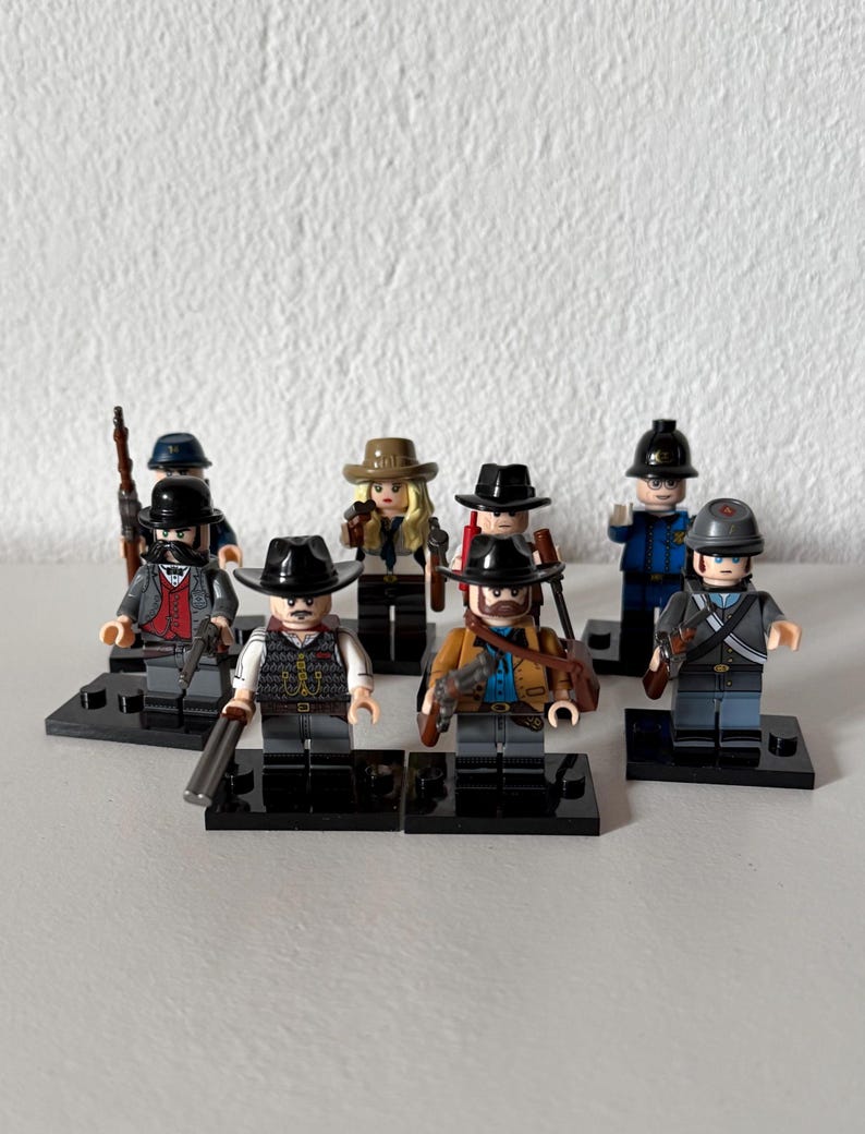 RDR Inspired Mini Figures Set ( 8pcs ) | Western Outlaw Characters | Collectible Figures | Gamer Shelf Decor Gift