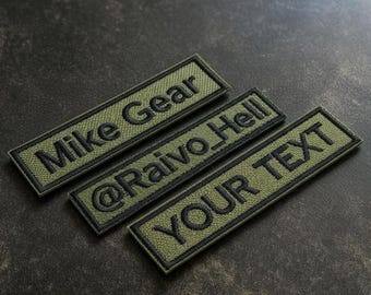Custom Tactical Patch with Hook & Loop – Personalized Army Green Name Tag, Military Morale Patch, Custom Text Badge