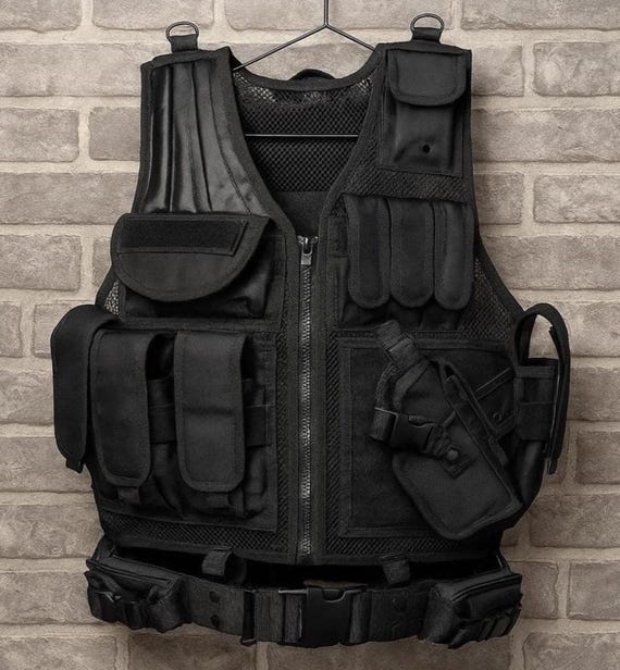 LFYT MULTI POCKET TACTICAL VEST Lサイズ　黒 Tactical Utility Vest for Men – Black Combat Vest With Holster