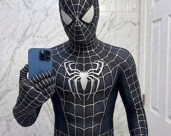 Zwart spiderpak-cosplaykostuum volledig pak | Op helden geïnspireerde outfit met webpatroon | Zentai-kostuum halloweenkostuum voor heren en dames