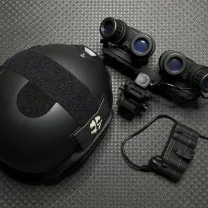 Ghost Helmet + NVG Set – Black Airsoft Cosplay Helmet | NVG Prop Set - Costume & Display | Tactical Helmet + Night Vision Goggles
