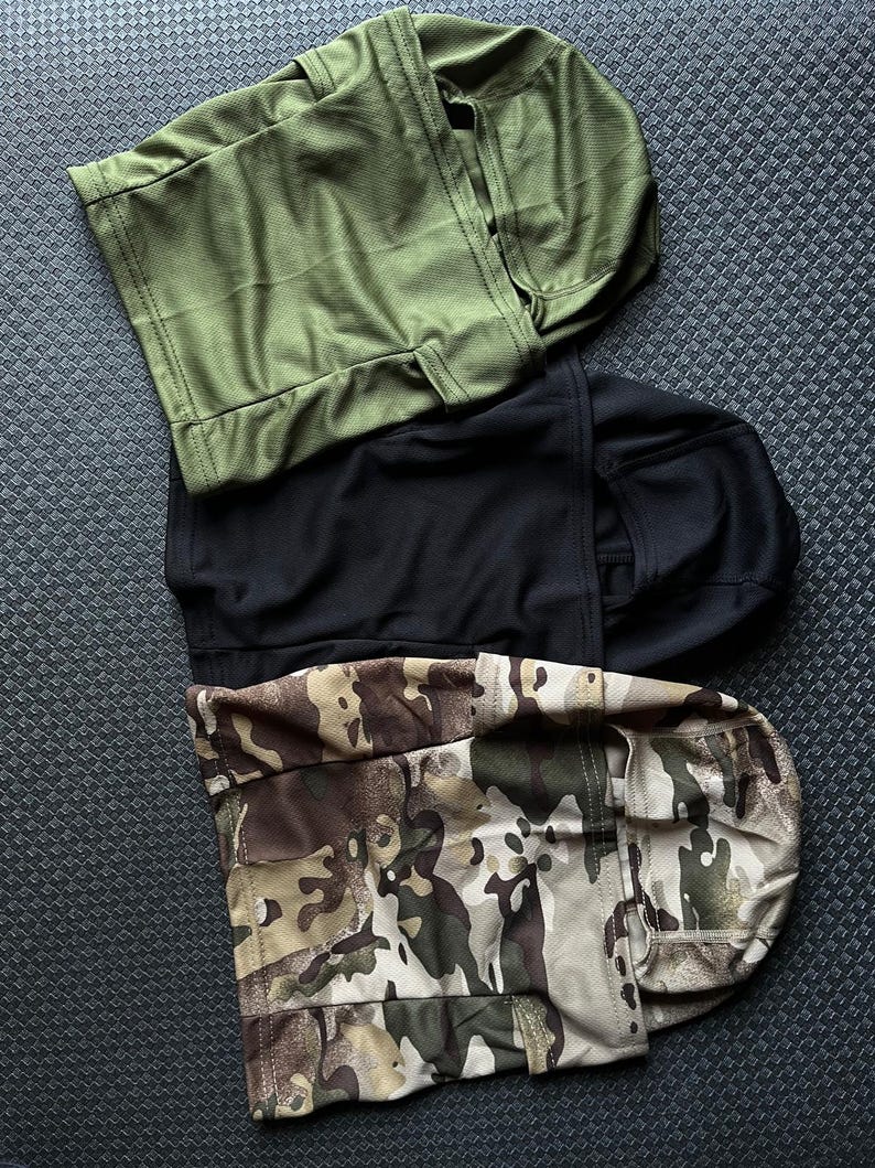 3-Pack Tactical Military Balaclavas - Camo, Black & Olive Green - Breathable, All-Season Face Masks for Outdoor, Hunting, and Airsoft