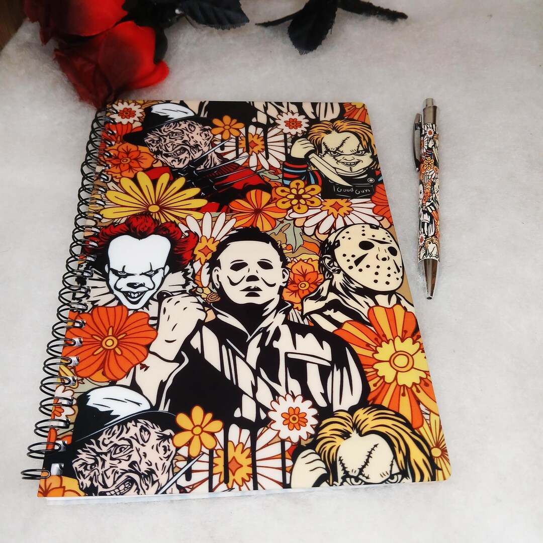 Horror Slasher A5 Notebook and Pen Set: Retro Floral Design - Etsy UK