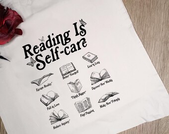 Reading Is Self-Care Tote Bag: Book Lover Gift
