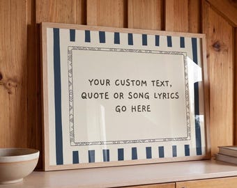 Custom Quote Poster, Personalized Song Lyrics Wall Art, Anniversary Gift, Custom Text Print