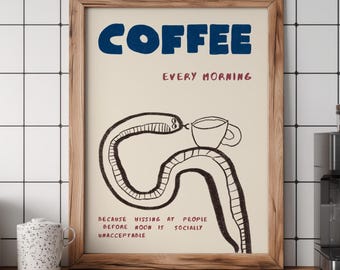Funny Coffee Quote Poster, Hand-Drawn Coffee Bar Wall Decor, Kitchen Print, Barista Gift MR62