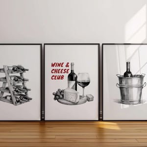 ワインポスター3枚セット、トレンディなウォールアート、モダンなキッチンウォールアート、バーカートの装飾、ドリンクアート、ワイン愛好家へのギフト、ワインプリント、ワインショップアート48