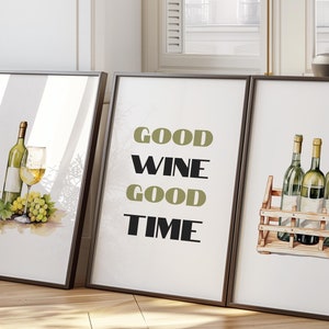 Set of 3 Wine Posters, Trendy Wall Art, Modern Kitchen Wall Art, Bar Cart Decor, Drink Art, Wine Lover Gift, Wine Print, Wine Shop Art 47