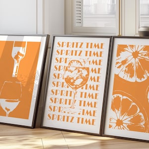 Zestaw 3 plakatów Aperol, Modna sztuka na wózek barowy, Dekoracja wózka barowego, Dekoracja domowego baru i kuchni, Wydruk koktajlowy, Wydruk Aperol Spritz, Plakat na barze Sztuka 21