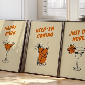 Set of 3 Bar Posters, Trendy Bar Cart Art, Happy Hour Art Print, Bar Cart Decor, Modern Kitchen Decor, Minimalist Print, Cocktail Print 18