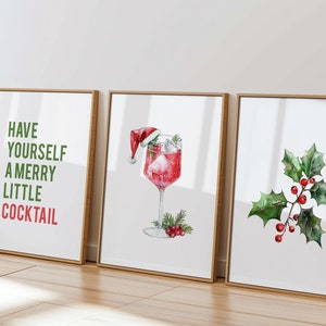 Set of 3 Cocktail Bar Posters, Trendy Bar Cart Art, Christmas Lounge Decor Wall Art, Home bar Cocktail Print, Cocktail Lover Gift Idea 76