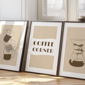 Set of 3 coffee print, Trendy Wall Art, Coffee Kitchen Cart Art Posters, Coffee Shop Decor, Coffee Lover Gift, minimalist coffee prints 34