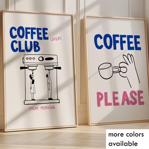 Arte de pared de club de café, póster de espresso, arte de estación de café, impresión estética de barra de café, decoración de buenos días, juego de 2 impresiones de cocina de moda M1
