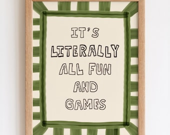 È letteralmente tutto divertimento e giochi, stampa, decorazione da parete con tipografia disegnata a mano Dopamine Decor MR82
