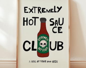 Extremely Hot Sauce Club Print – Funny Chili Artwork (Digital Download)