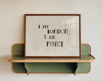 I See London I See France Print, Funny Bathroom Art, Striped Cheeky Decor MR97