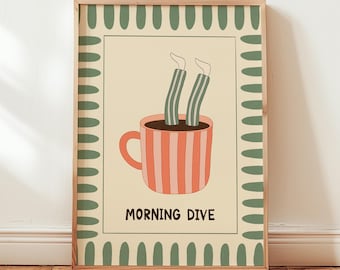 Funny Coffee Poster, Quirky Kitchen Wall Art, Coffee Station Decor, Good Morning Print MR21