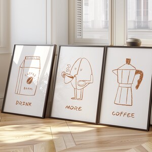 Coffee Wall Print, Trendy Art, Coffee Kitchen Cart Art Posters, Retro Drink Sign, Drink, Minimalist Print, Bar Food Wall Art (Set of 3) D123