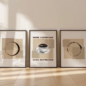 Set of 3 coffee print, Trendy Wall Art, Coffee Kitchen Cart Art Posters, Coffee Shop Decor, Coffee Lover Gift, minimalist coffee prints 37