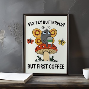 Koffie handgetekende retro keuken print, leuke keuken illustratie, trendy keuken decor, koffieliefhebber kunst aan de muur, esthetische café poster MR2