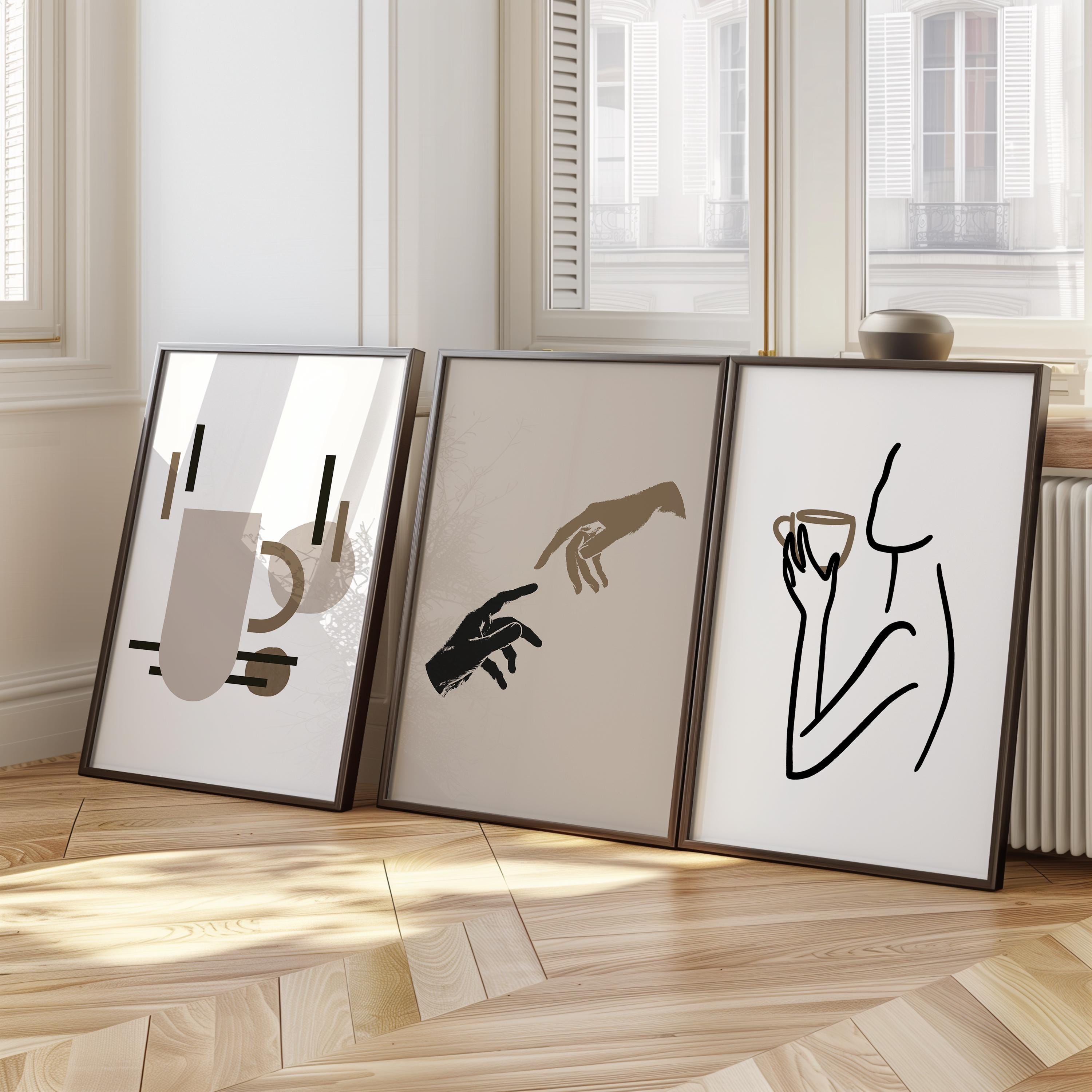 Set of 3 Abstract Espresso Coffee Wall Art Print, Trendy Cafe Decor, Cozy Kitchen Artwork, Modern Line Art Posters, Coffee Lover Gift D108