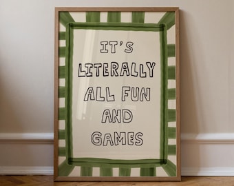 Fun and Games Print, Hand Drawn Printable Wall Art