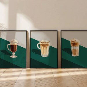 コーヒープリント3枚セット、トレンディなウォールアート、コーヒーキッチンカートアートポスター、コーヒーショップの装飾、コーヒー愛好家の装飾、ミニマリストラテプリント40