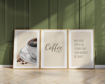 Coffee Quote Posters – Minimal Cafe & Kitchen Wall Decor, Modern Motivational Prints (Set of 3) 50