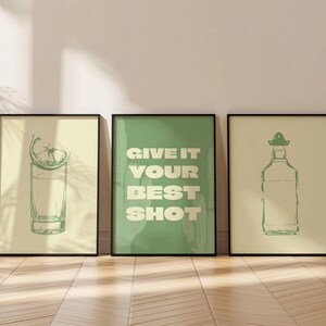 Set of 3 Bar Posters, Trendy Bar Cart Art, Bar Cart Decor, Minimalist Lounge Decor Wall Art, Home bar, Cocktail Print, Tequila Wall Art 35
