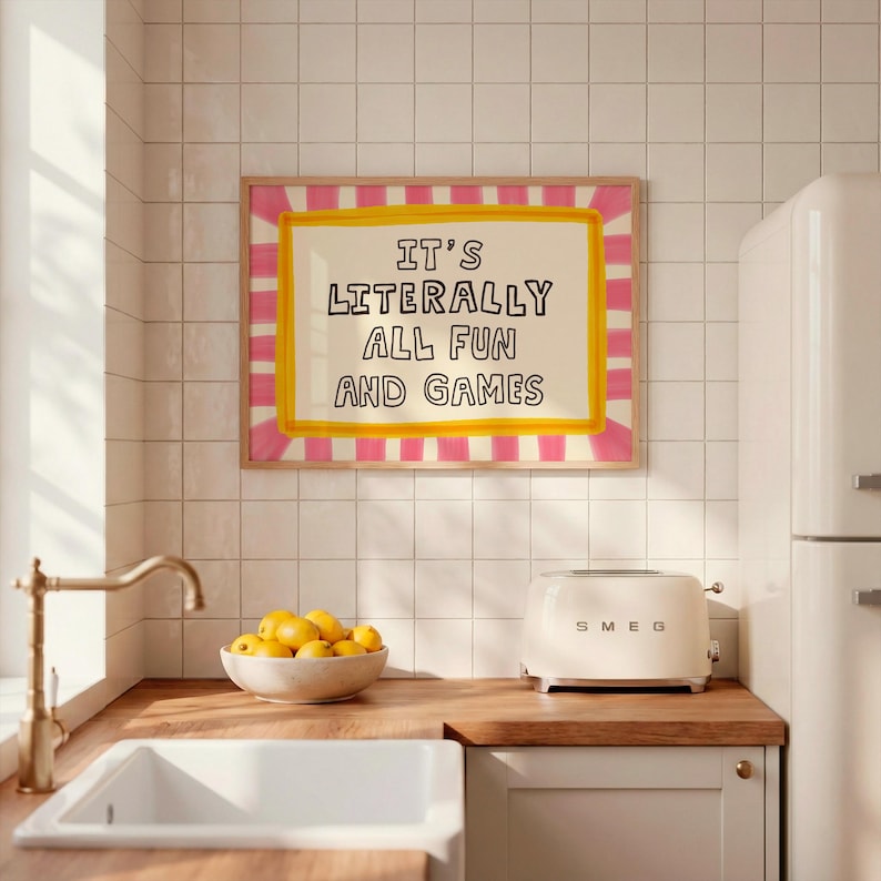 È letteralmente tutto divertimento e giochi, stampa, decorazione da parete tipografica giocosa Dopamine Decor MR76 immagine 7