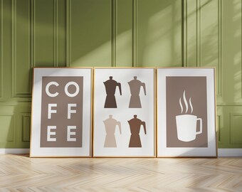 Espresso Coffee Art Print Set, Modern Cafe Kitchen Decor D98
