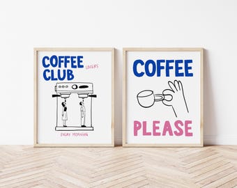 Coffee Club Wall Art, Espresso Poster, Coffee Station Art, Aesthetic Coffee Bar Print, coffee maker print, Printable Art, Digital poster MR1