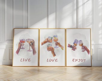 Cocktail Art Prints Set of 3 | Hand-Illustrated Bar Cart Decor (D127)