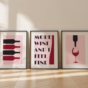 Set of 3 Wine Glass Posters, Trendy Bar Wall Art, Modern Kitchen Decor, Bar Cart Decor, Wine Lover Gift, Wine Print, Lounge Art Poster 22