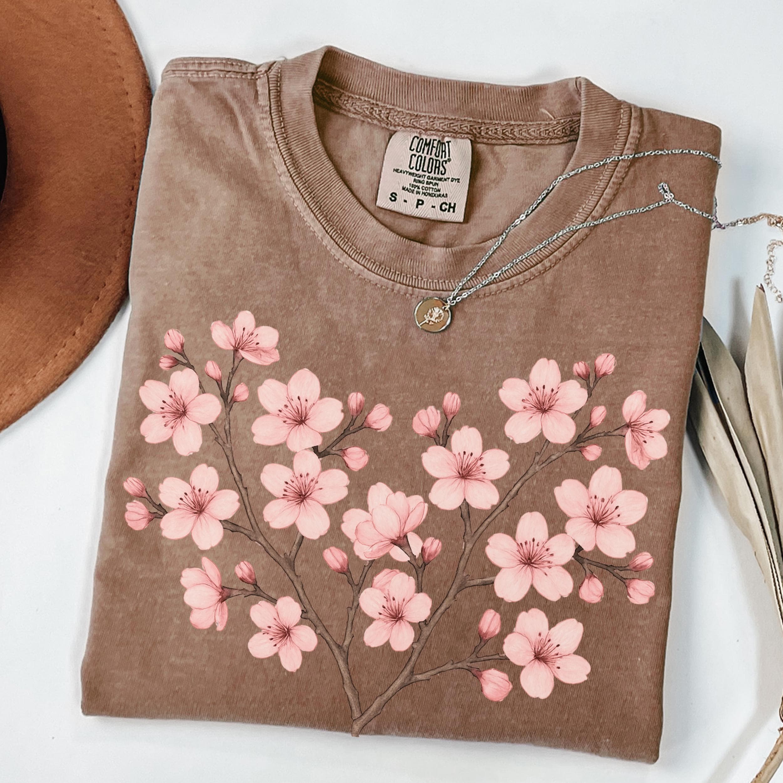 トップス tree & moon Embroidery Shirt - Sakura Sakura Embroidered Shirt – Kidoriman
