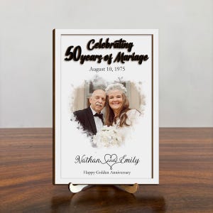 Cadre photo personnalisé d&#39;anniversaire de mariage, cadre photo gravé, cadre photo cadeau pour couple, cadre photo de mariage, cadeau d&#39;anniversaire