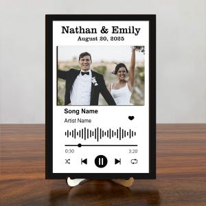 Benutzerdefinierter Fotorahmen mit Ihrem Song, Album-Cover-Holzrahmen, Geburtstagsgeschenk, Valentinstagsgeschenk für ihn, Musik-Song-Plakette, Geschenk für Paare
