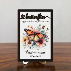 Butterfly Memorial Wooden Sign 2 layer, Dad Memorial Frame, Loss Of Mom Sympathy Gifts, Remembrance Gifts, Bereavement Gift