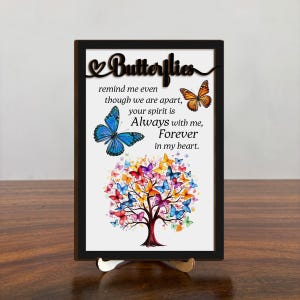 Butterfly Memorial Wooden Sign 2 layer, Dad Memorial Frame, Loss Of Mom Sympathy Wood Frame, In Loving Memory Loved Ones, Bereavement Gift