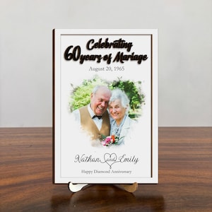 Cadre photo personnalisé d&#39;anniversaire de mariage, cadre photo gravé, cadre photo cadeau pour couple, cadre photo de mariage, cadeau d&#39;anniversaire