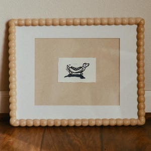 Hot Dog Dachshund Linocut Print | Mini Art Print, Gifts for pet lovers
