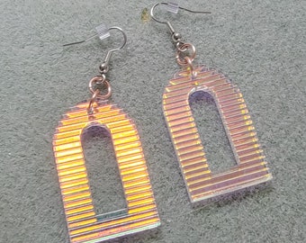 Color-Changing Orange to Pink and Blue Earrings, Gift for Her Lightweight  Laser-Cut Corrugated Acrylic, Arch Style