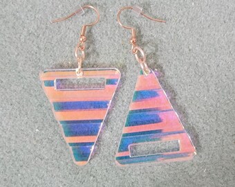 Orange to Pink and Blue Earrings, Color-Changing Gift for Her Lightweight  Laser-Cut Corrugated Acrylic, Triangle  Shape Asymmetrical