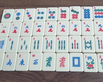 36 Thin Mahjong Tiles for Crafting Including Flowers, Dragons and Winds