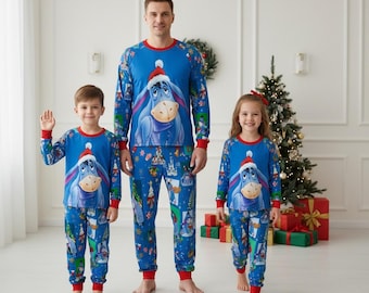Eeyore Long Sleeve Pajamas Set, Winnie The Pooh Christmas Pajamas Family, Disney Cartoon Matching Pajamas, Cute Holiday Gift